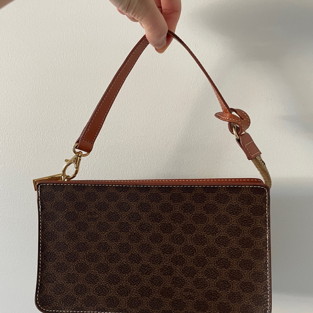 Vintage Celine Brown Macadam Triomphe Pochette Clutch